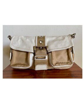 PRADA Vitello-Trimmed Tessuto Double Pocket Buckle Flap Shoulder Bag